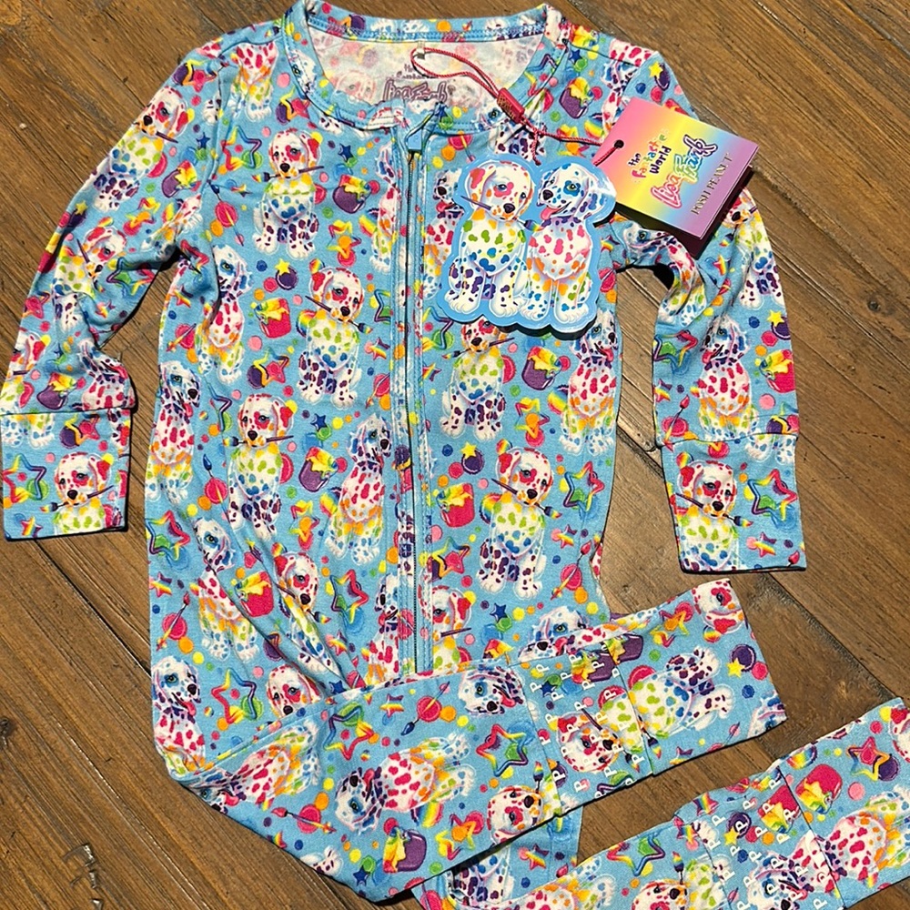 Posh peanut Lisa Frank Spotty and Dotty convertible pajamas one piece 6-9 months